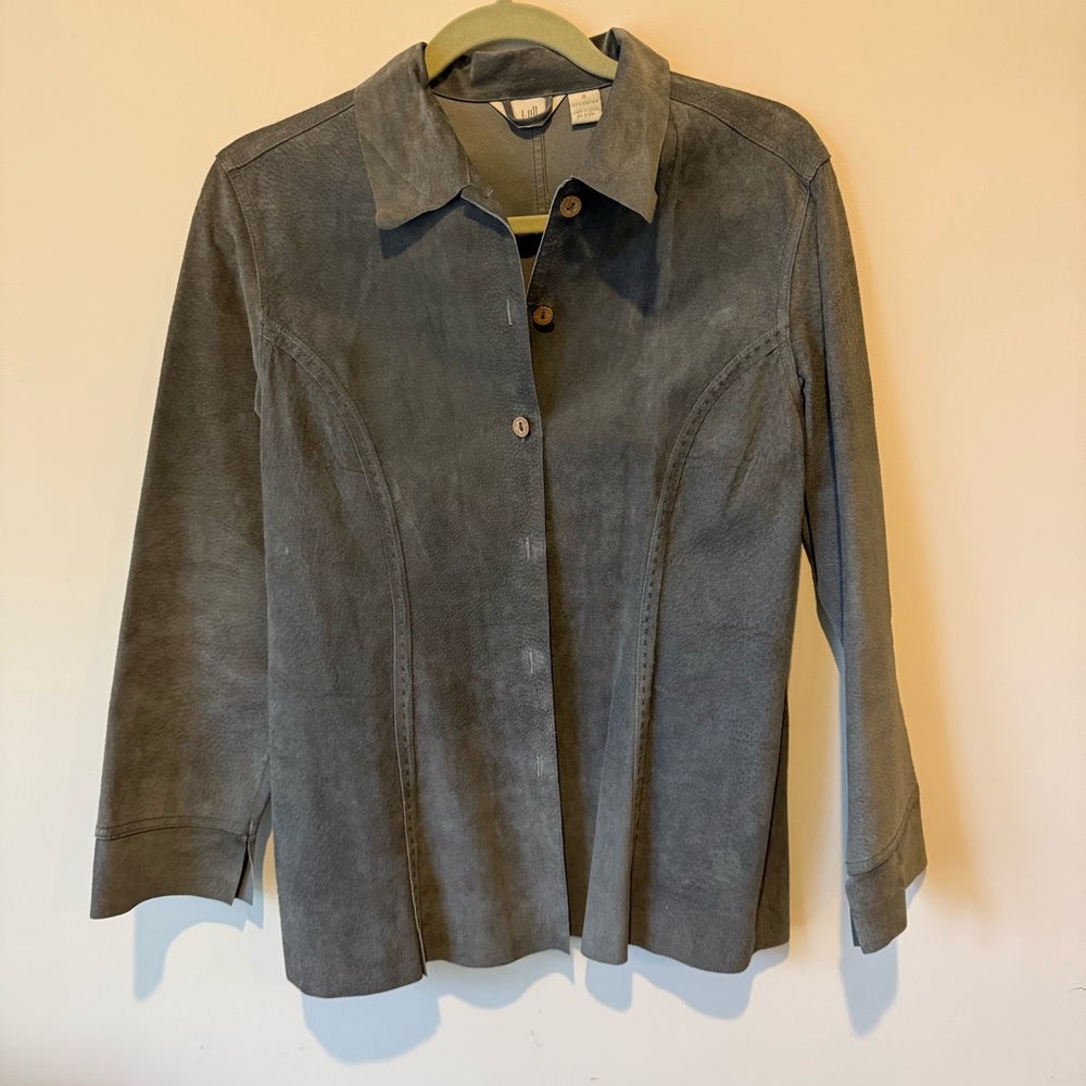 J. Jill Gray Suede Leather Jacket